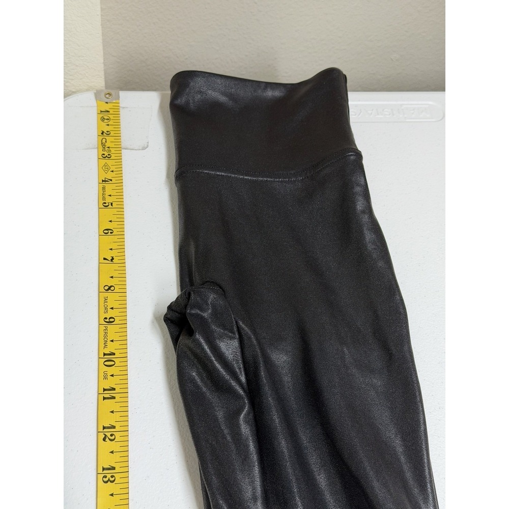 Spanx Leggings Womens Small Black Faux Leather Coated Compression Shaping Party - Picture 9 of 10